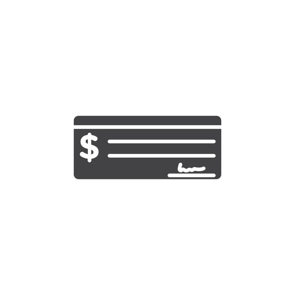 Money check icon Symbol mark in filled style vector