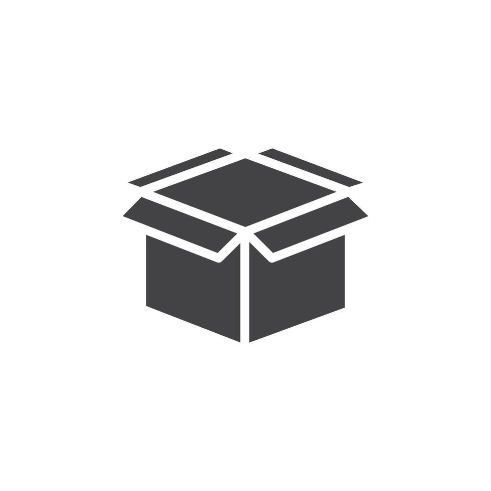 Open box icon Symbol mark in filled style vector