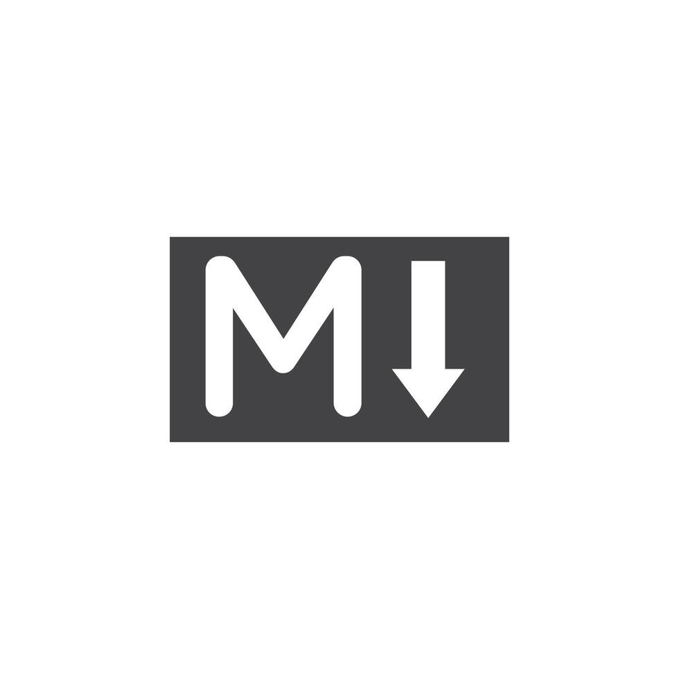Markdown icon Symbol mark in filled style vector