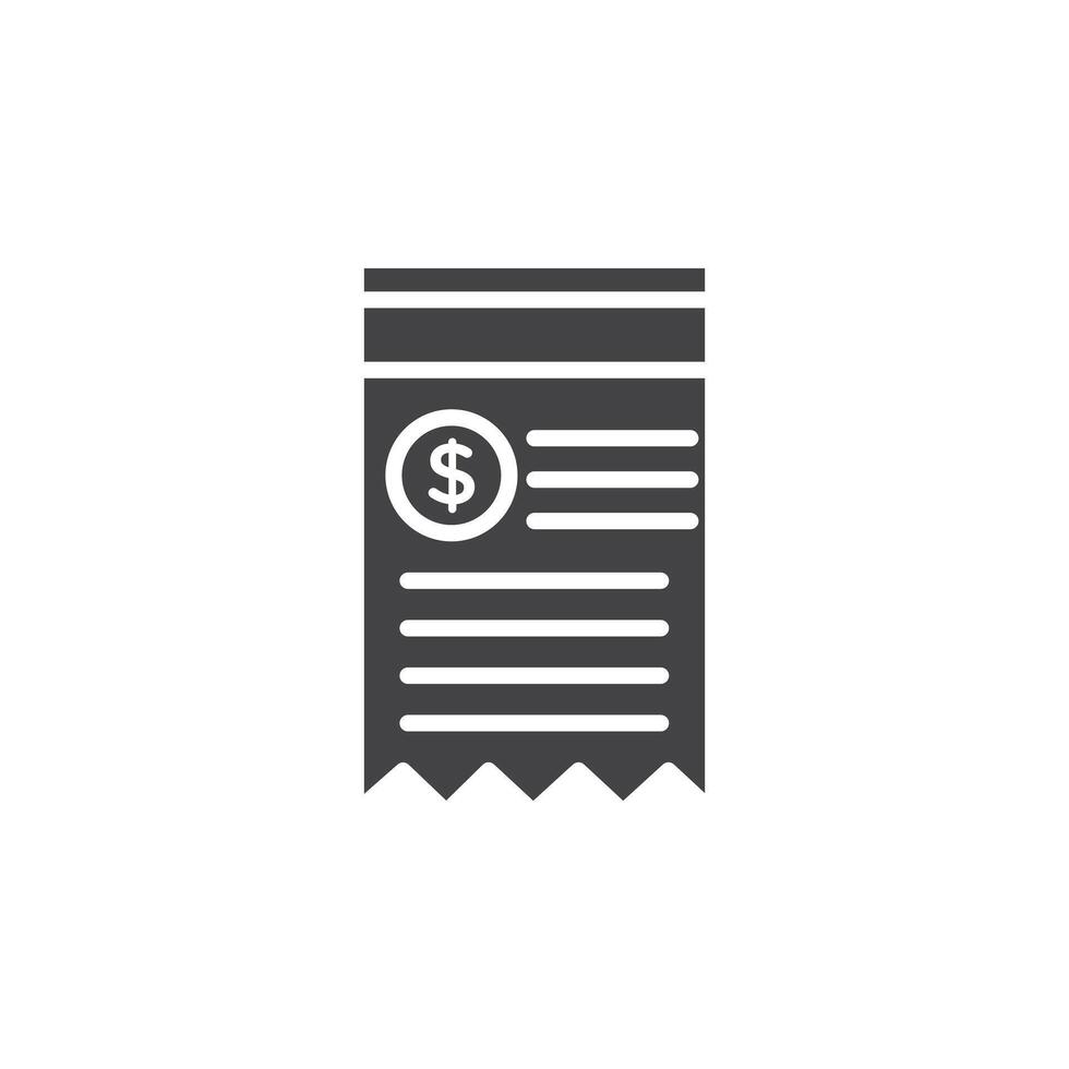 Receipt icon Symbol mark in filled style vector
