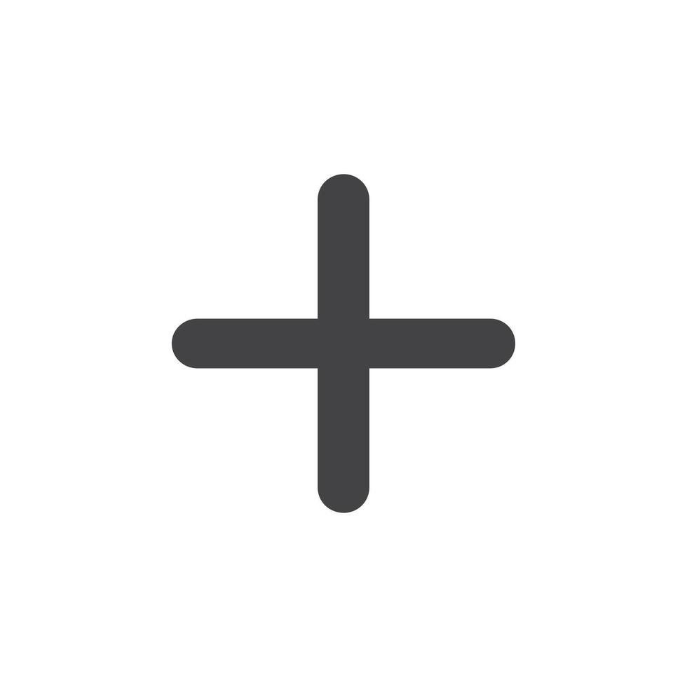 Plus icon Symbol mark in filled style vector