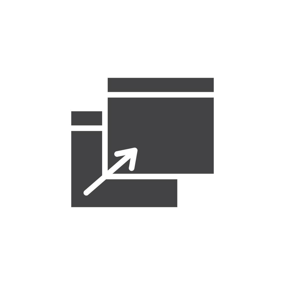 Pop up icon Symbol mark in filled style vector