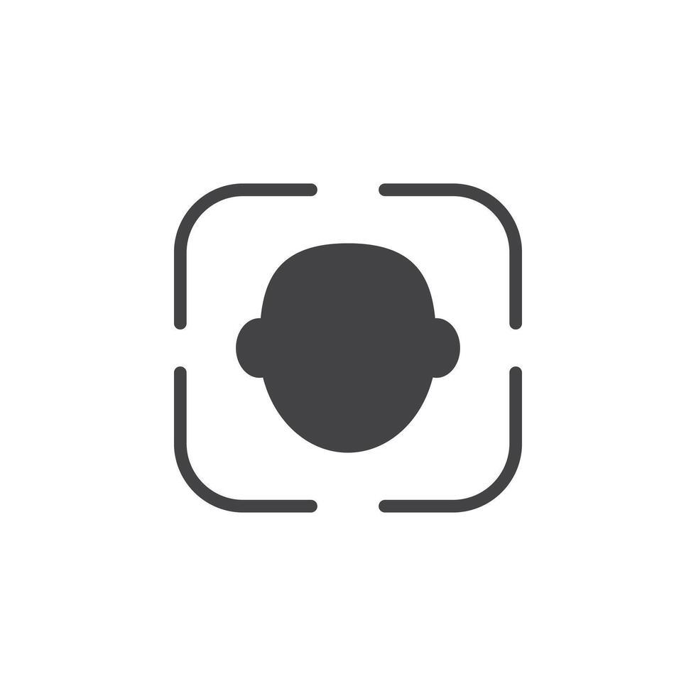 Face id icon Symbol mark in filled style vector