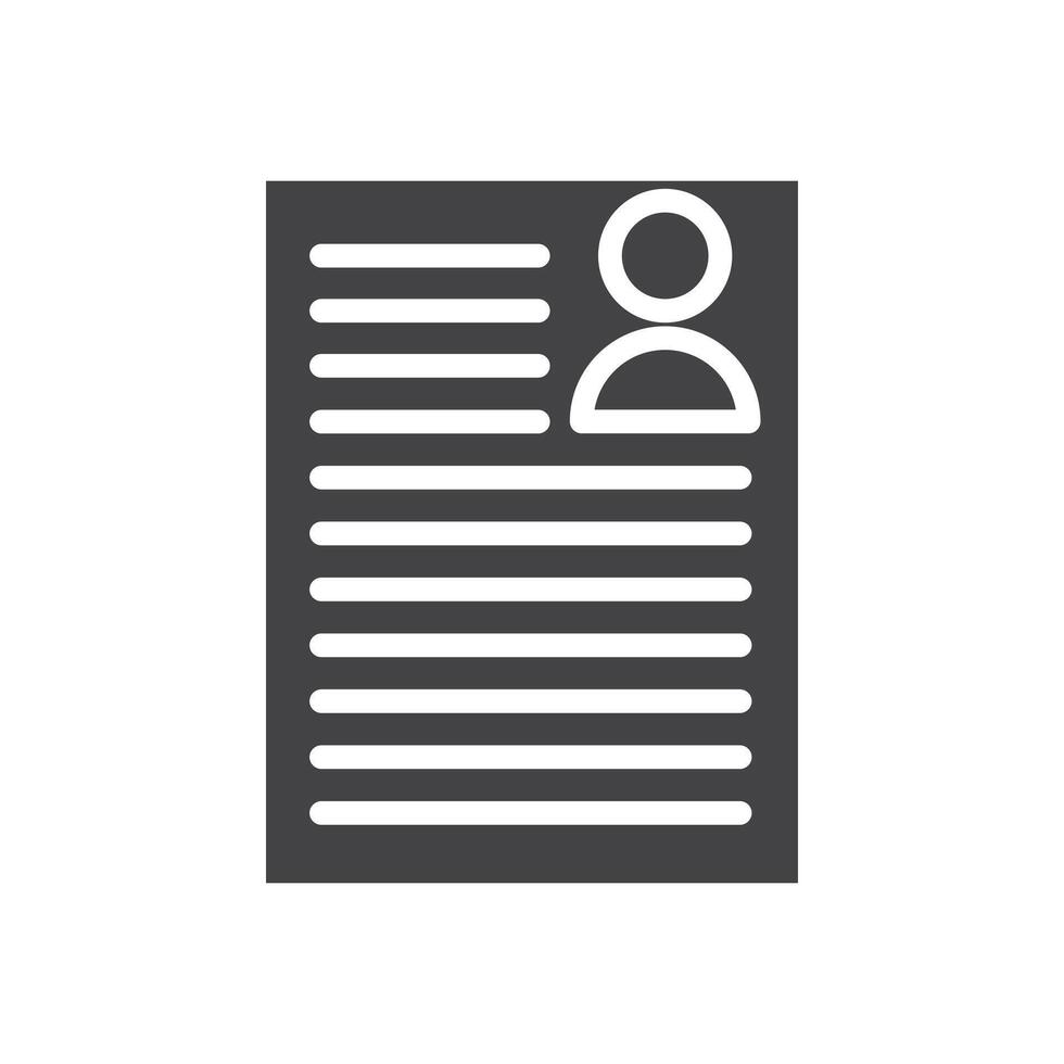 Resume icon Symbol mark in filled style vector