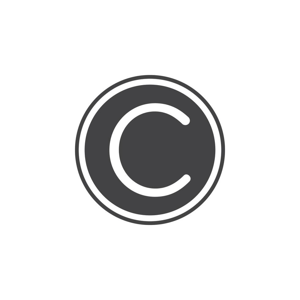 Copyright icon Symbol mark in filled style vector