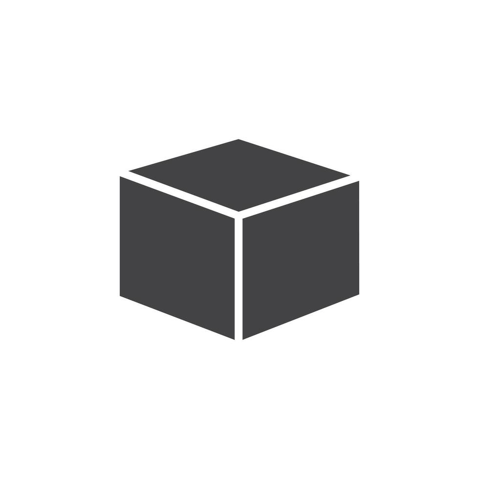 Cube icon Symbol mark in filled style vector