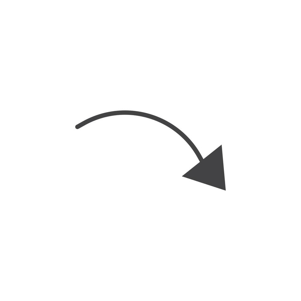 Curved arrow icon Symbol mark in filled style vector
