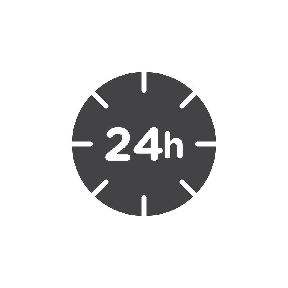 24 hrs icon Symbol mark in filled style vector
