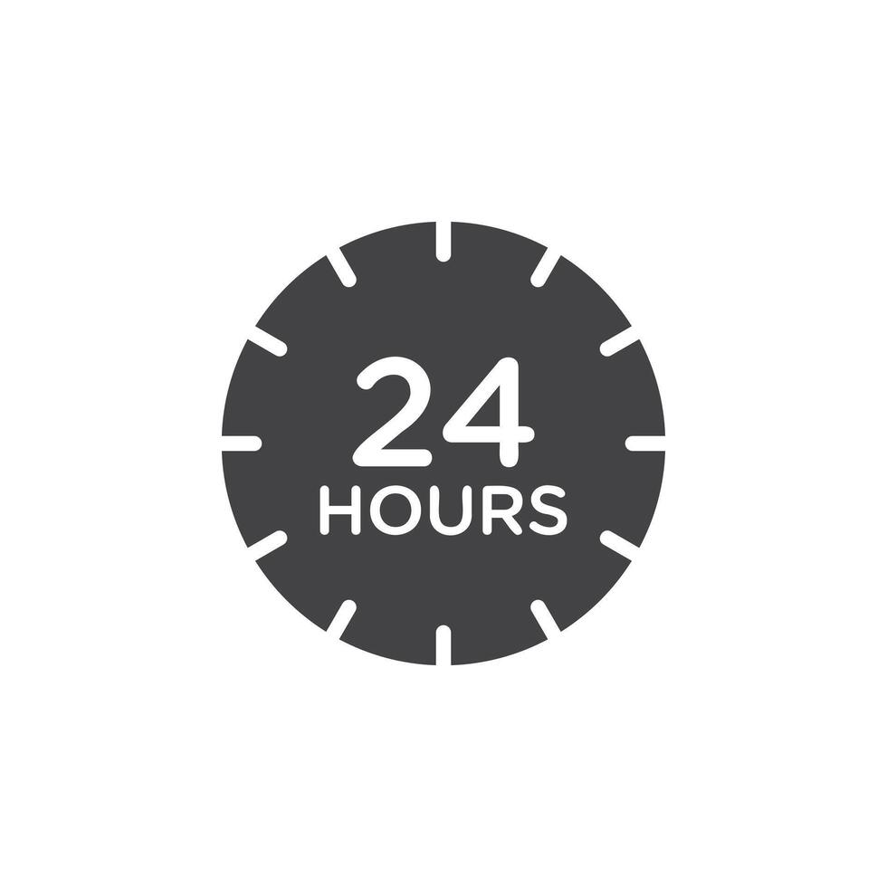 24 hours icon Symbol mark in filled style vector