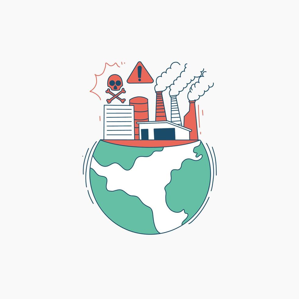 Industrial Pollution Affecting the Globe vector