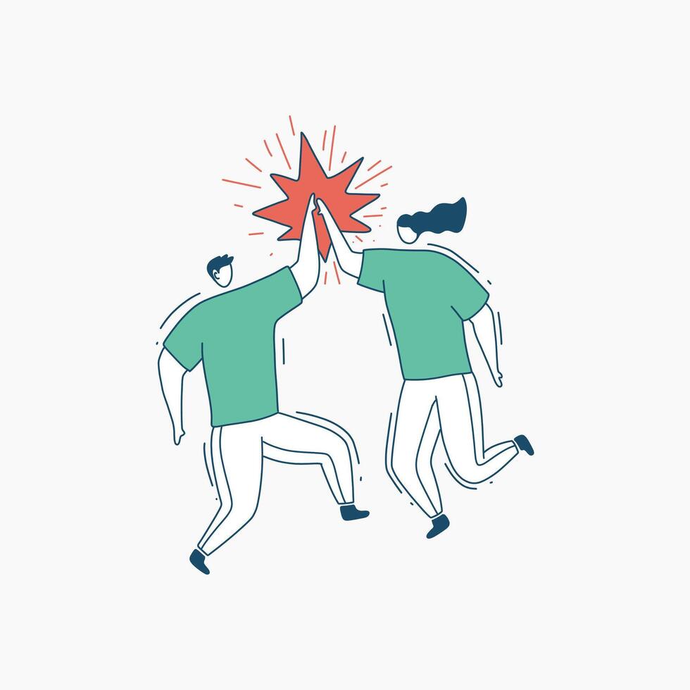 Two People Celebrating Success with a High Five vector