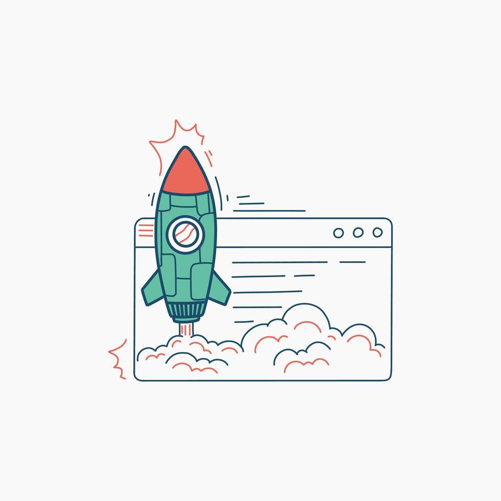 Rocket Launching from a Web Browser Window vector