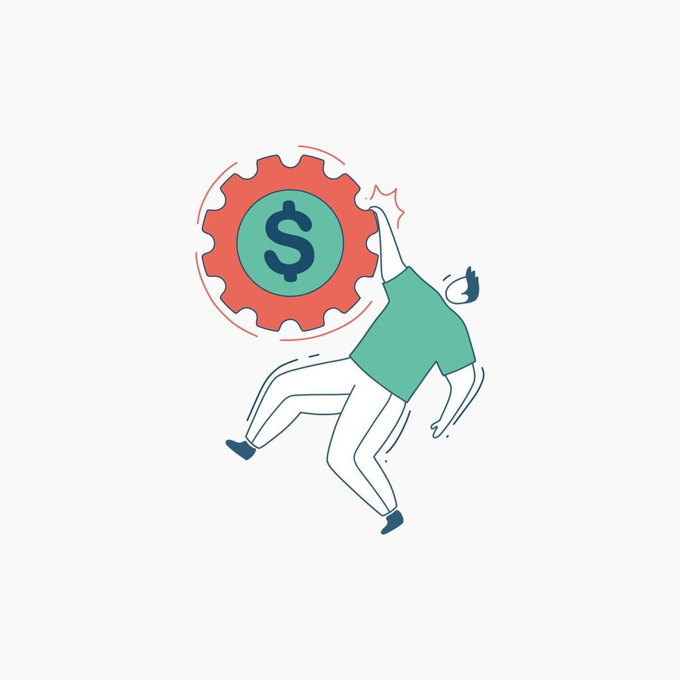 Man Grasping a Dollar Sign Gear vector