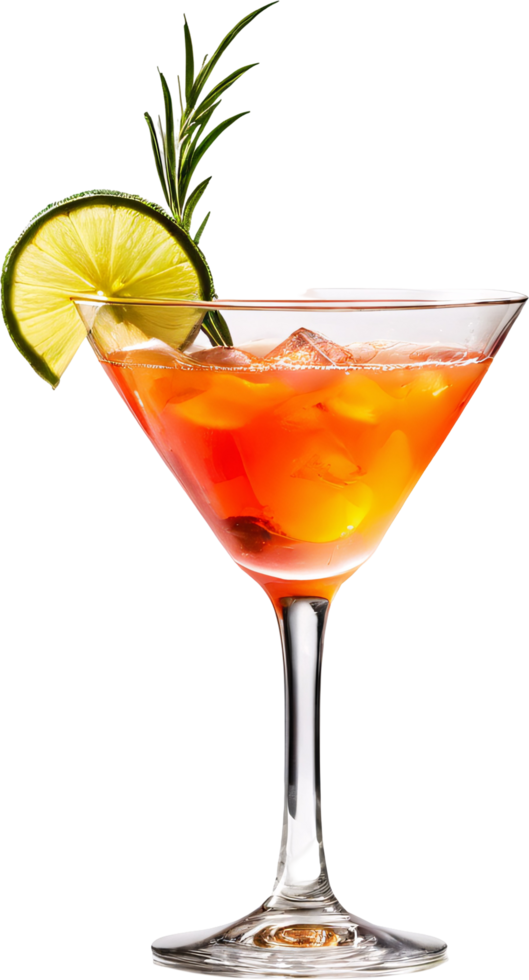 Orange Cocktail with Lime Twist and Citrus Garnish png