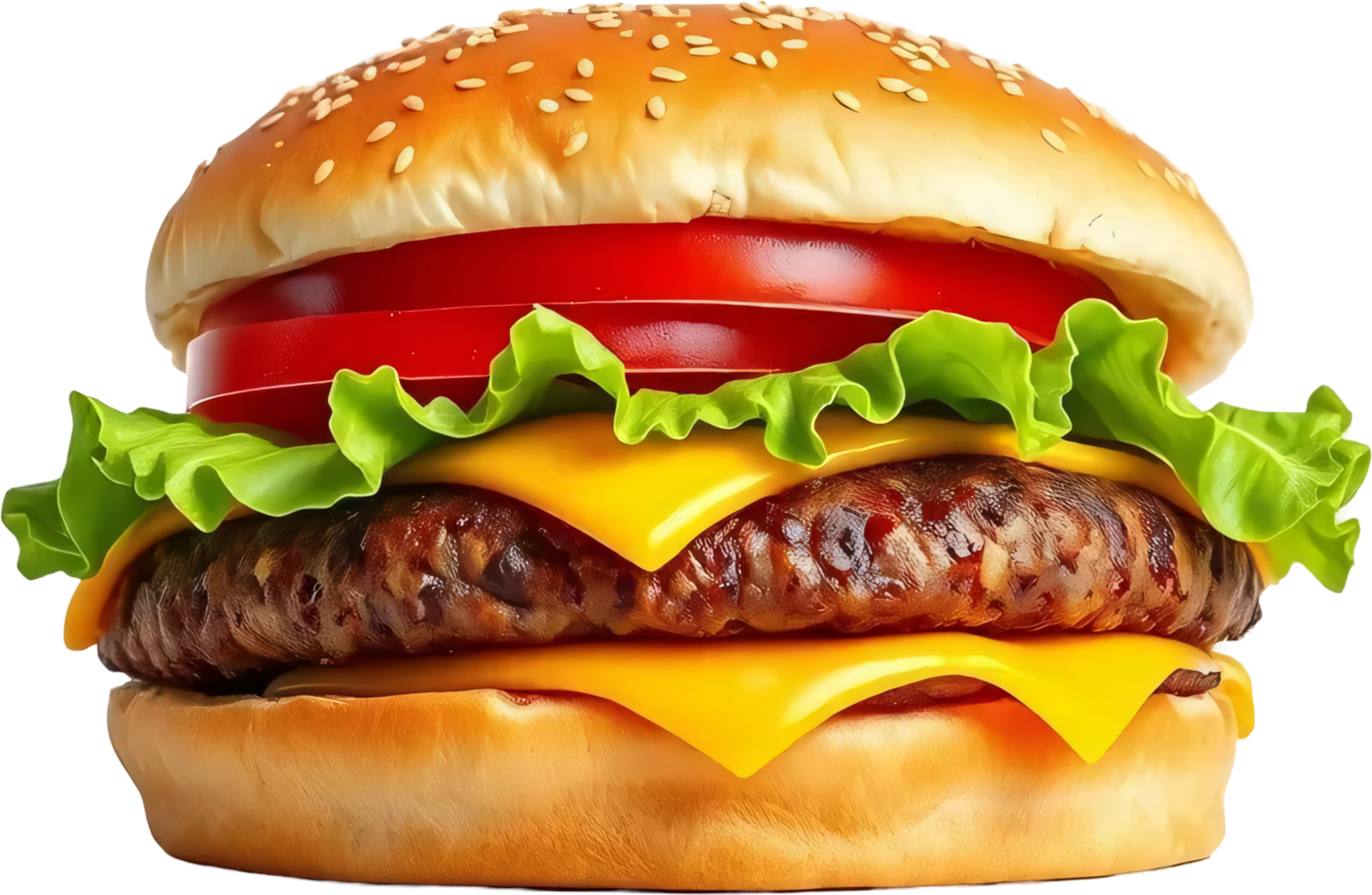 Classic Cheeseburger with Extra Fresh Tomato for Delicious Fast Food Photography png