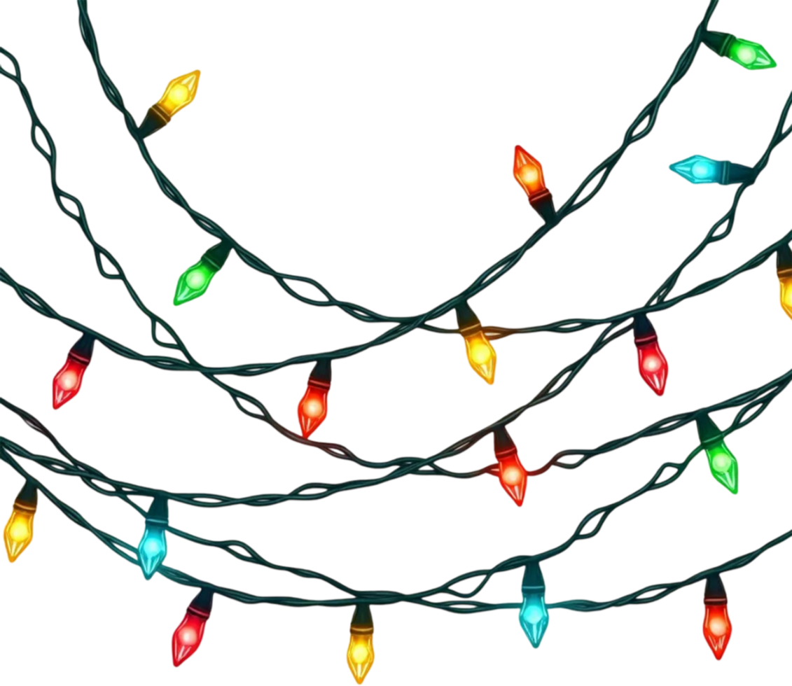 Vibrant String of Christmas Lights png