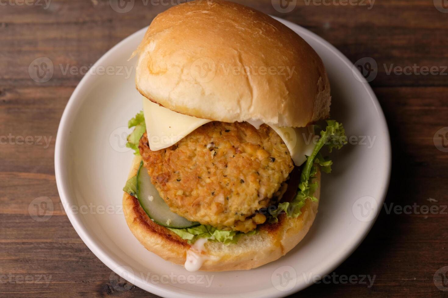 burger tempeh. low carbohydrate vegan tempeh burger. healthy food. suitable for weight loss and diet photo