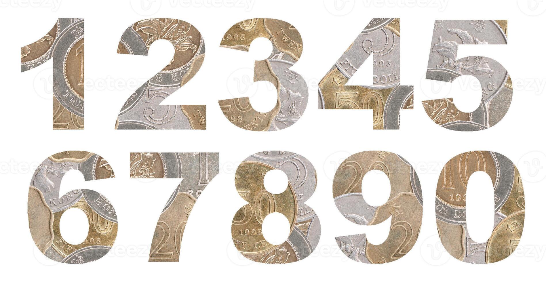 A set of numbers from coins photo