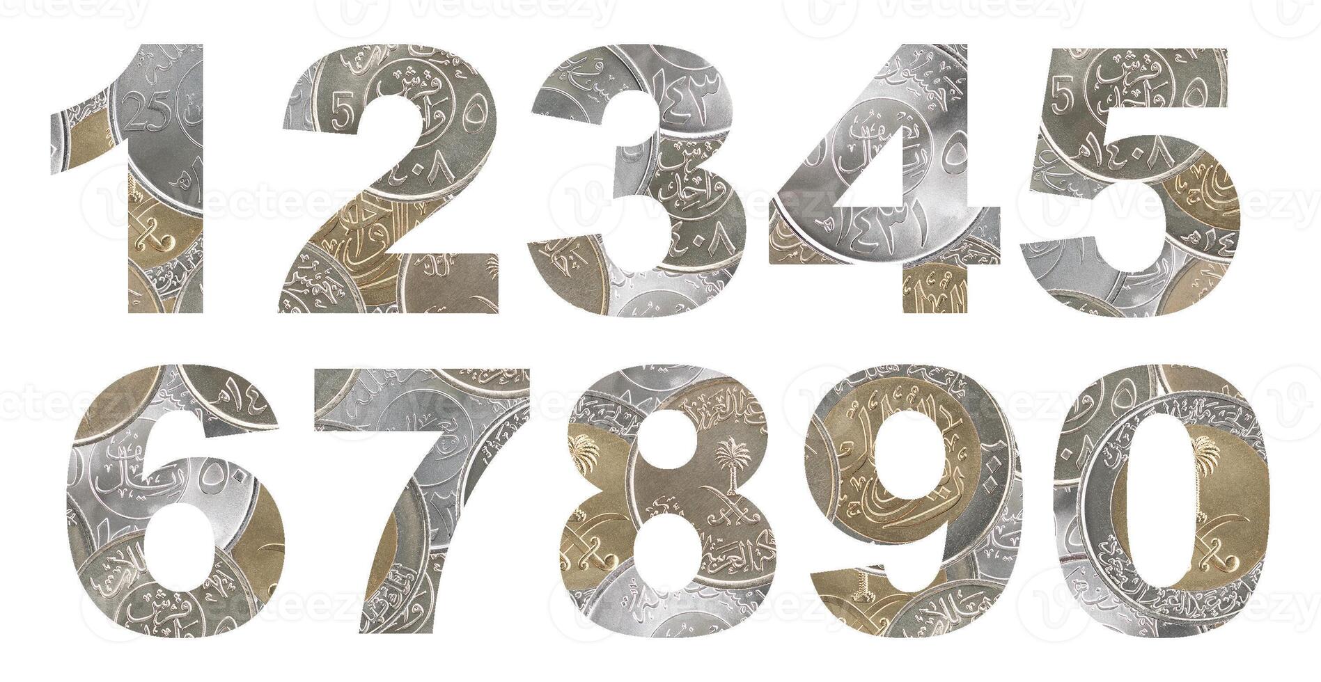 A set of numbers from coins photo