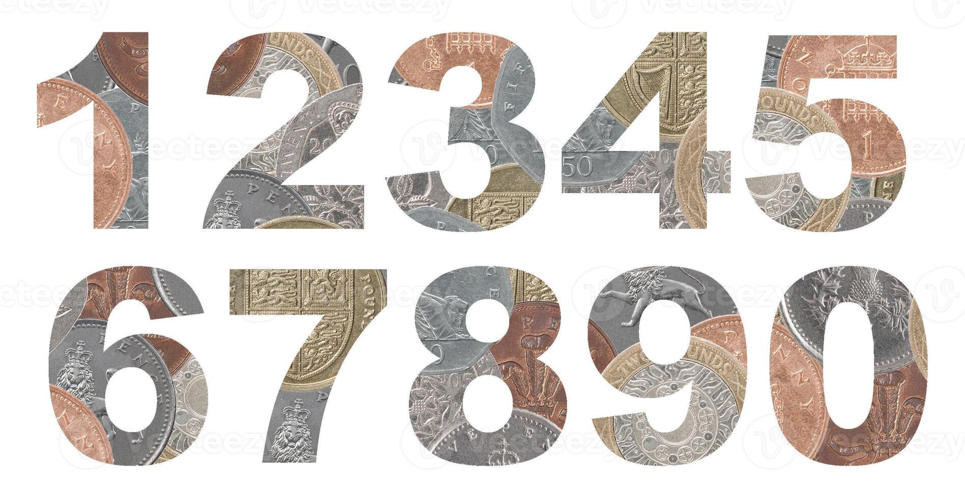 A set of numbers from coins photo