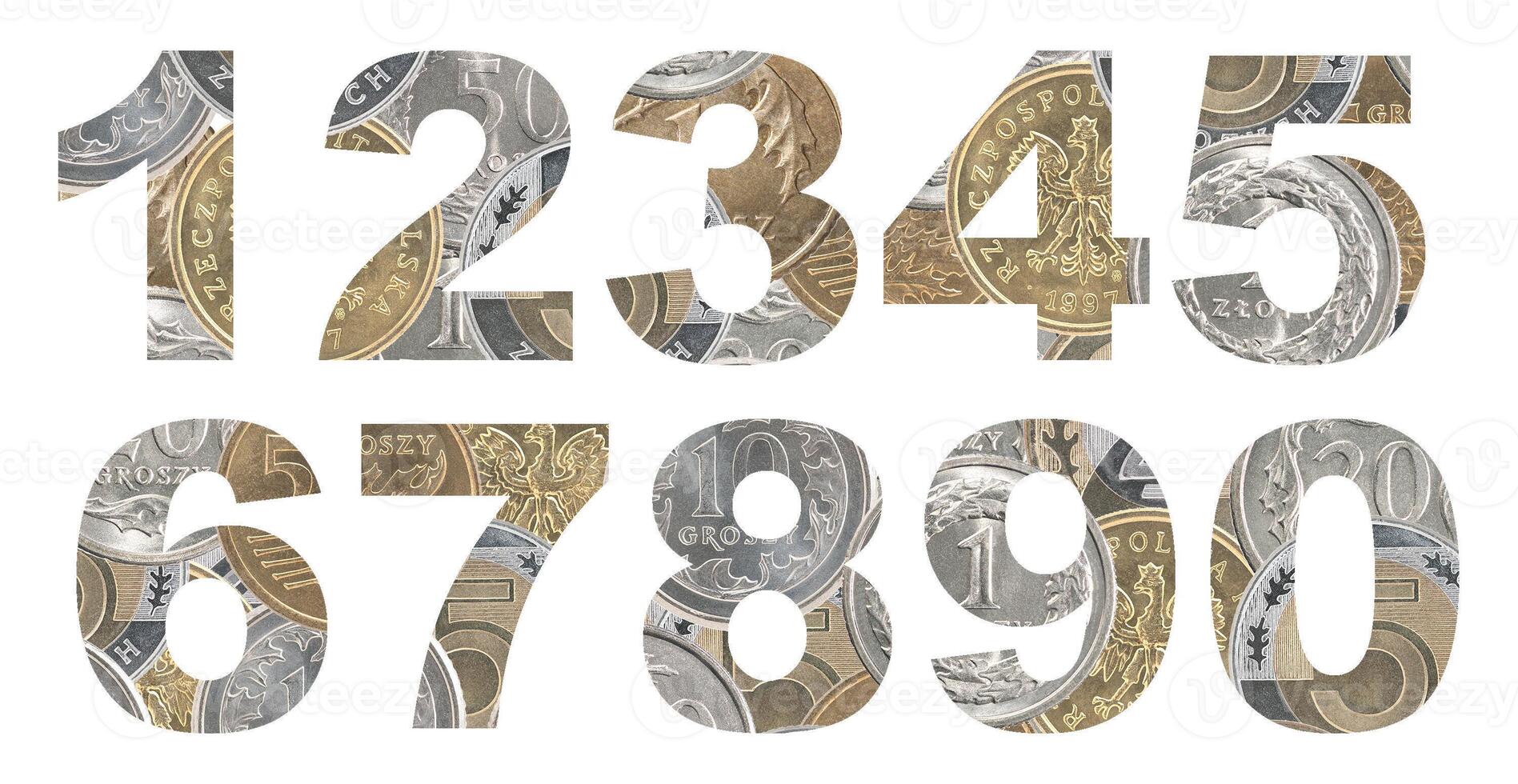 A set of numbers from coins photo