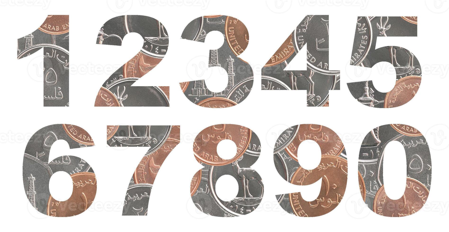 A set of numbers from coins photo