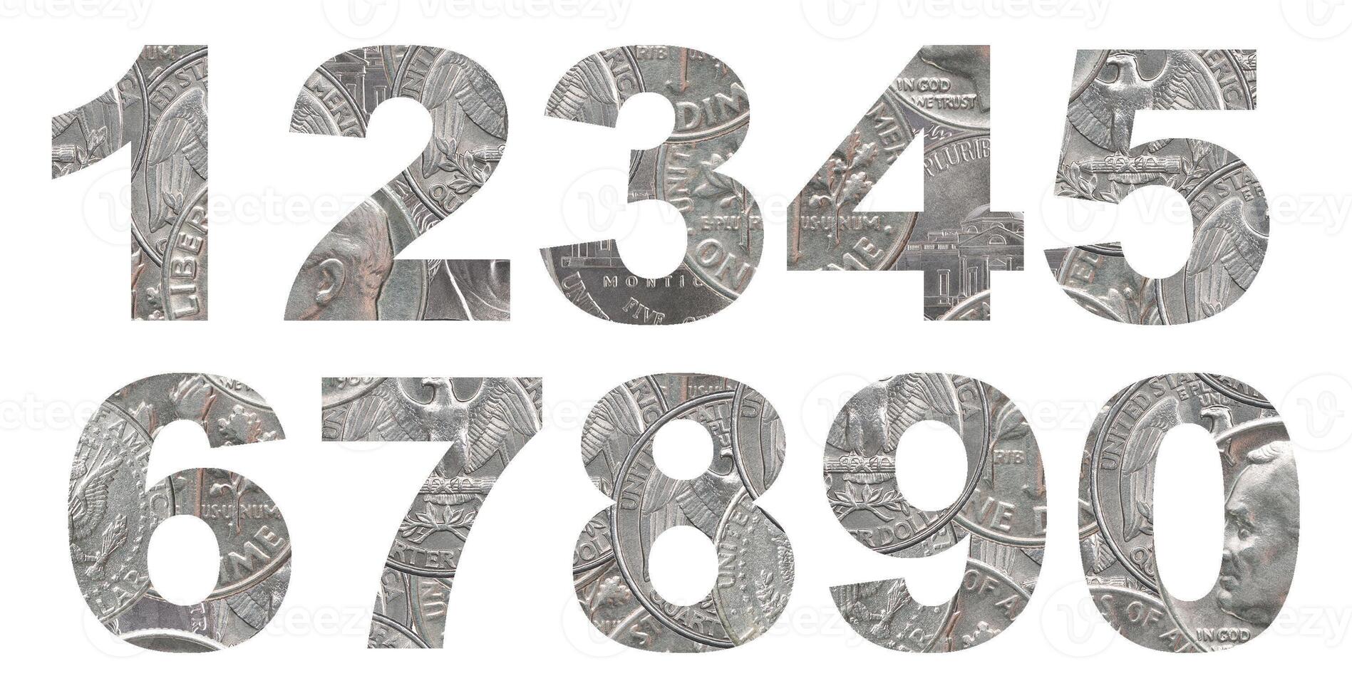 A set of numbers from coins photo