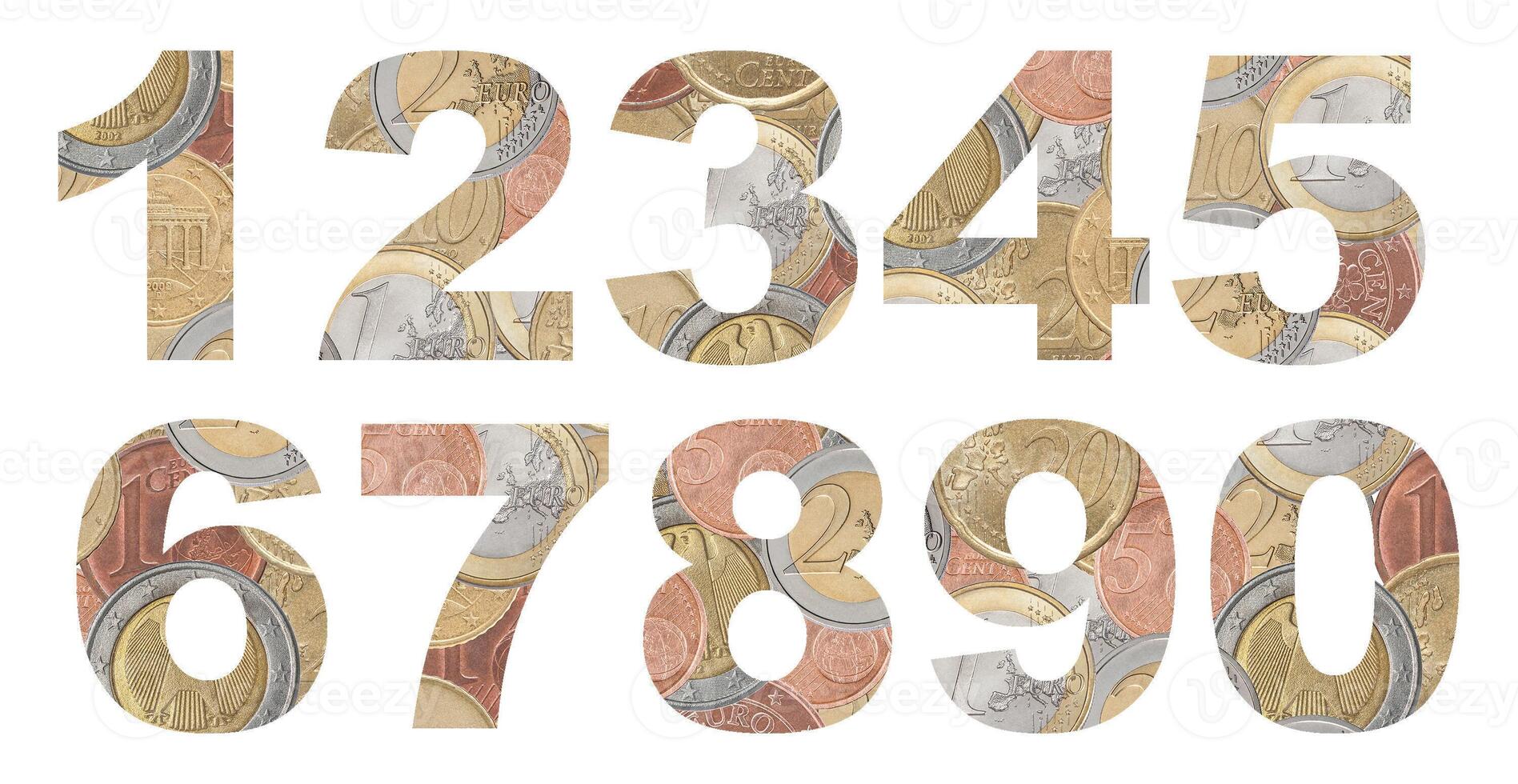 A set of numbers from coins photo