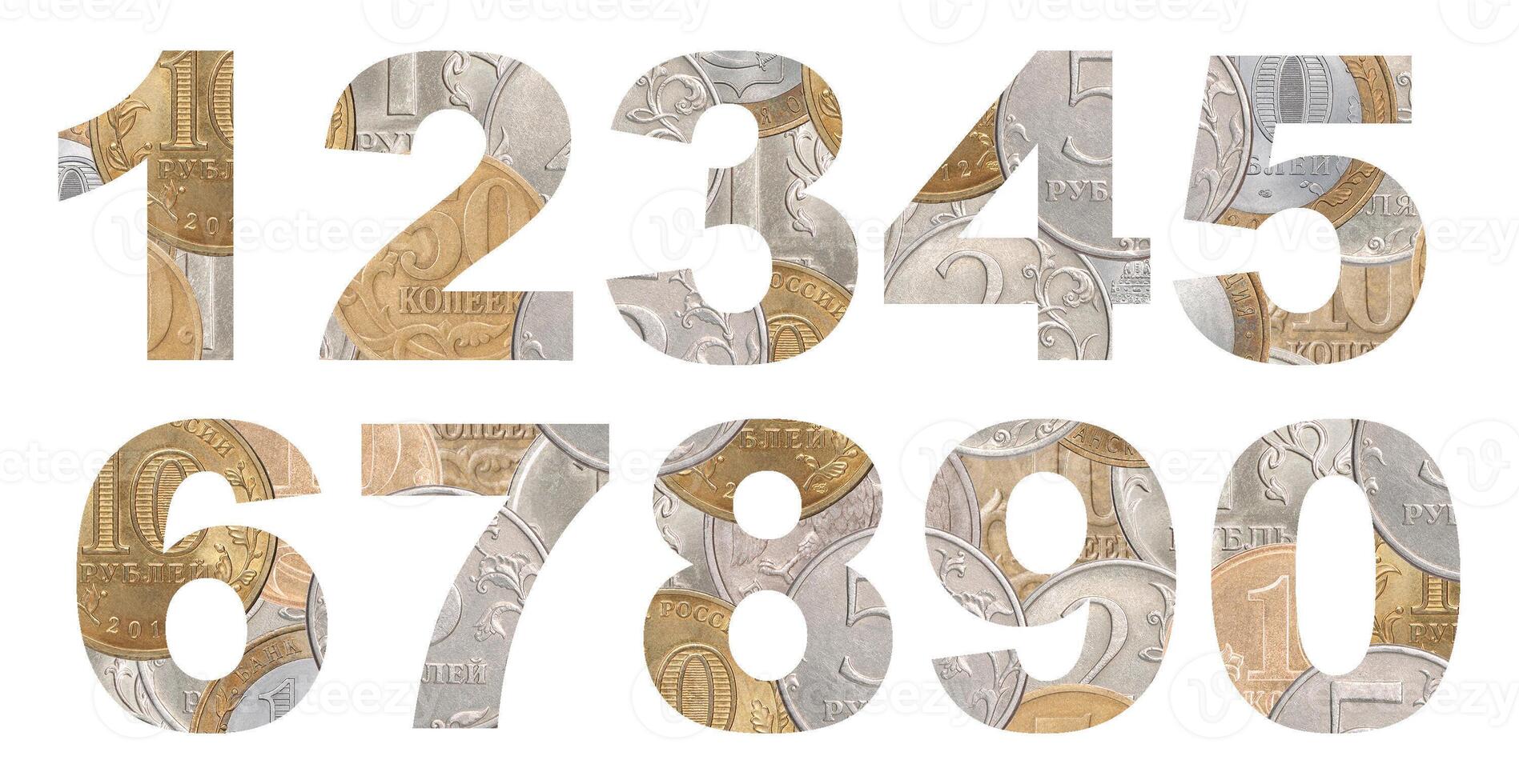 A set of numbers from coins photo