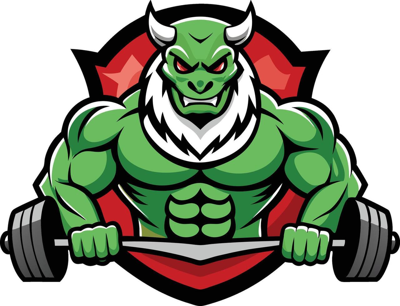 a cartoon green monster with a barbell vector