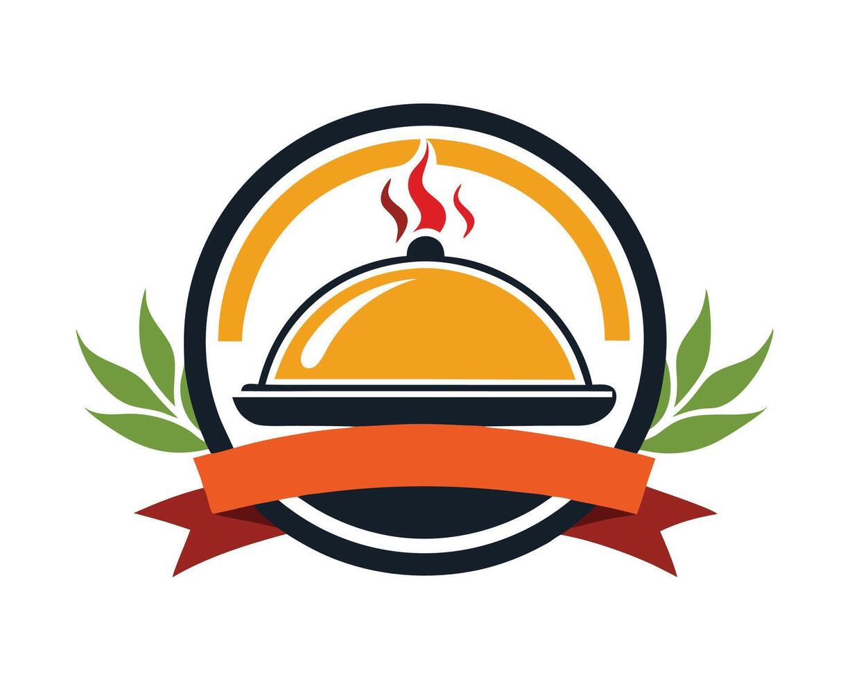 a logo for a restaurant with a cloche vector