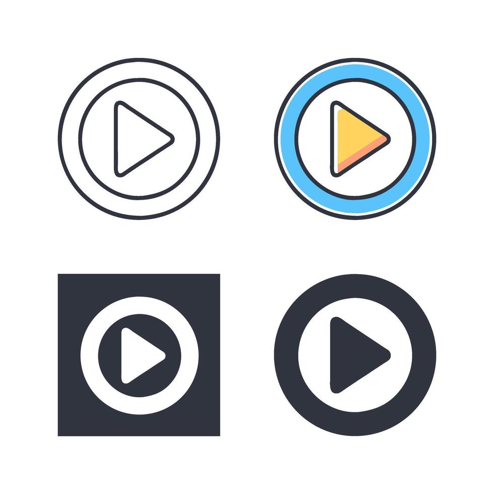 Play button icon set. Simple and clean design, ideal for media controls, apps, websites, and UI elements. Versatile icons for , music, and multimedia projects. vector