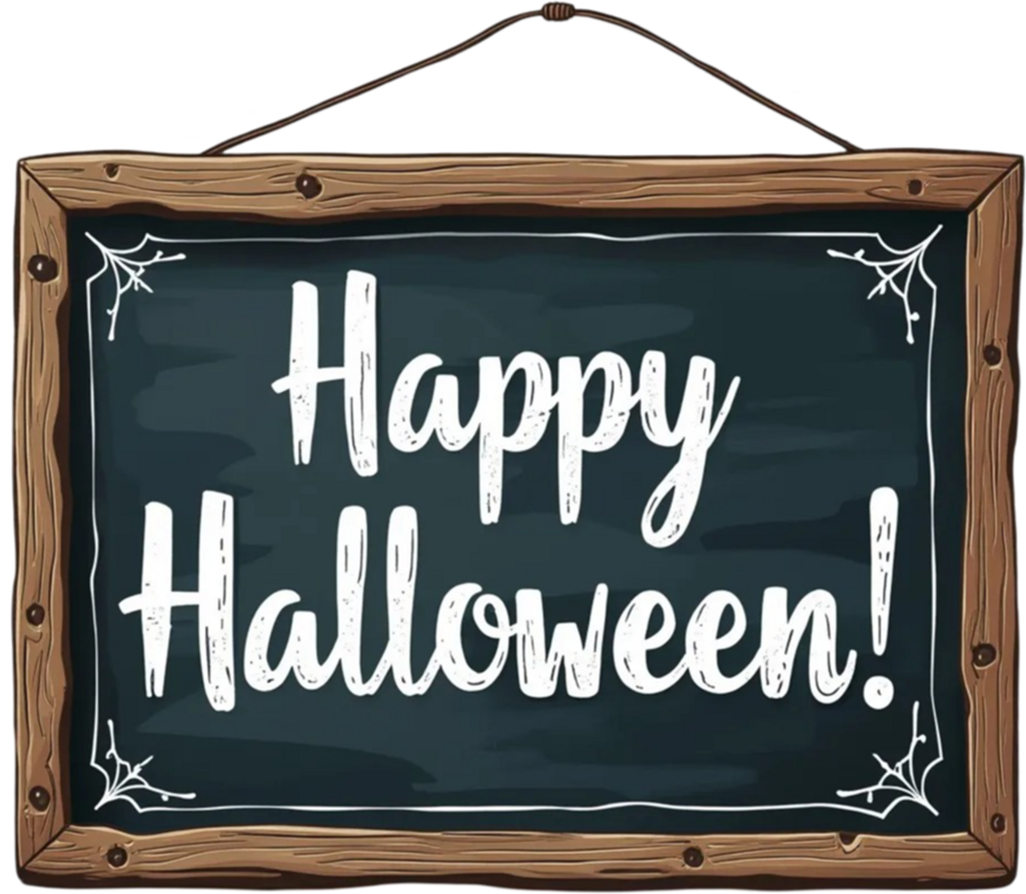 Spooky Happy Halloween Message on Chalkboard png
