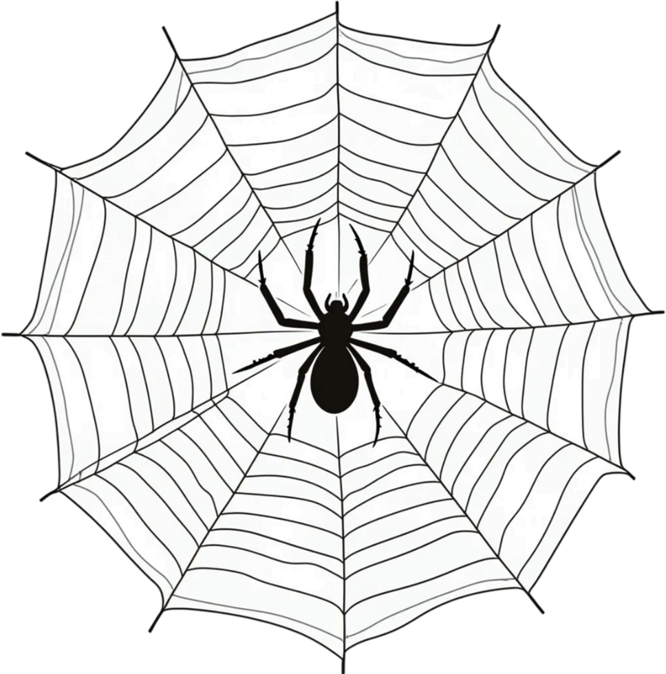 Black Spider and Web Illustration png