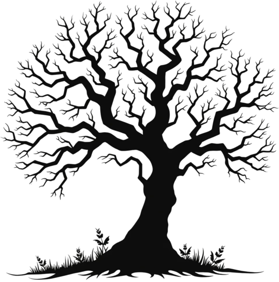 Spooky Leafless Tree with Twisted Branches png