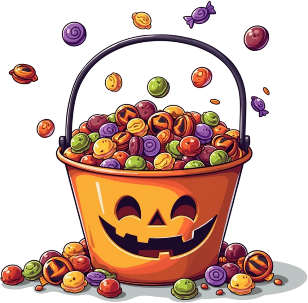 Halloween Candy Bucket with JackoLantern Design png