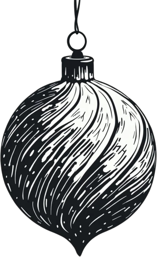 Black and White Christmas Ornament Ball Illustration for Holiday Decor png