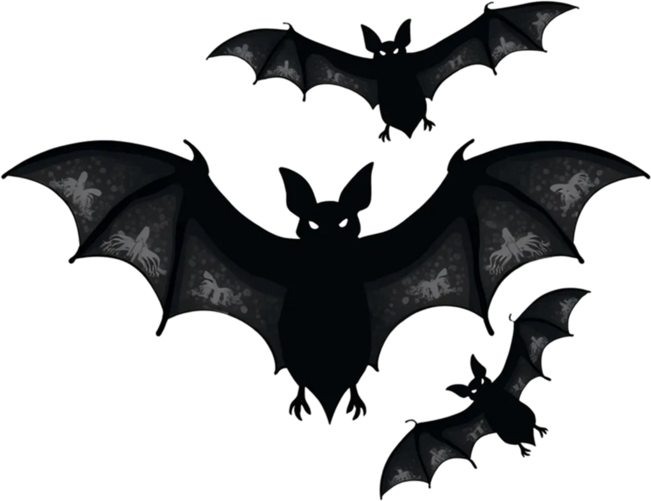 Three Flying Bats for Halloween png