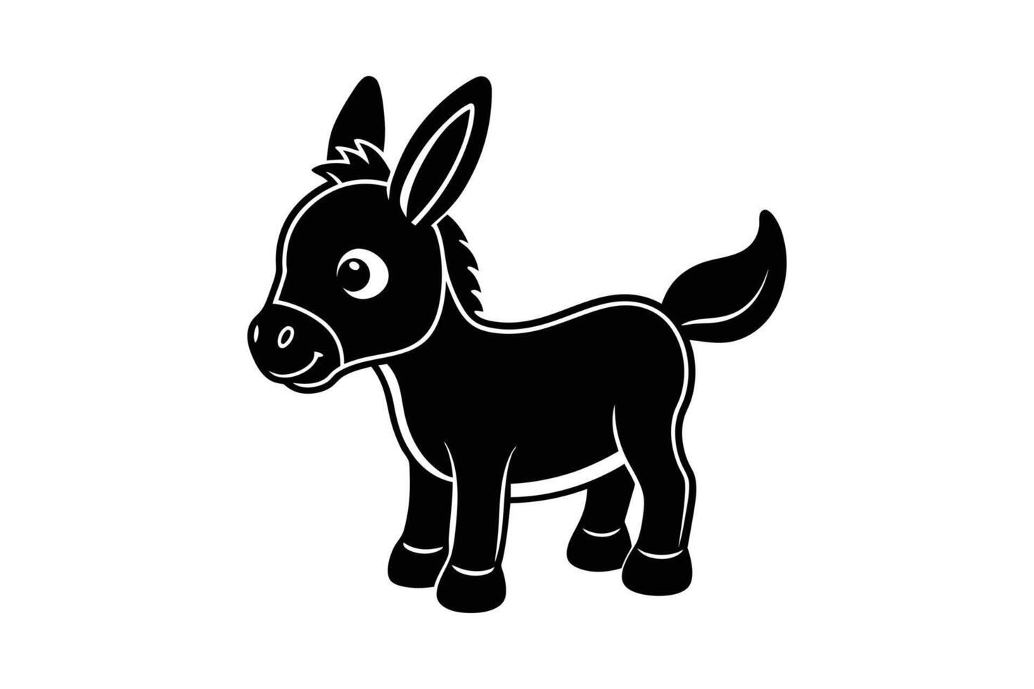 black donkey silhouette, illustration on white background vector