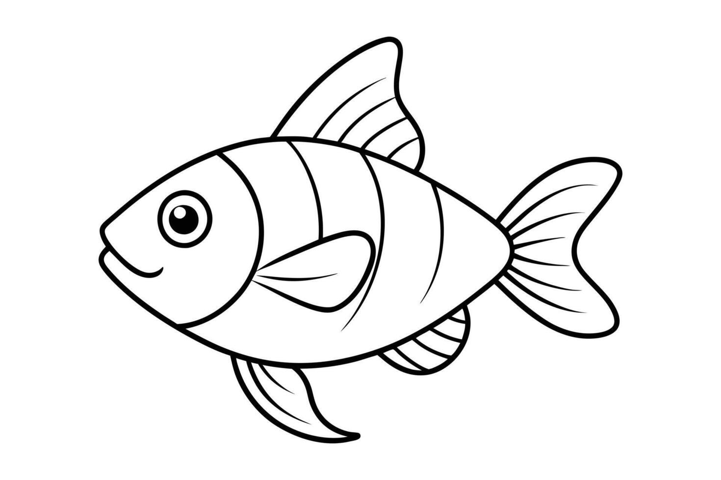 a simple fish line art icon silhouette isolated on white background vector