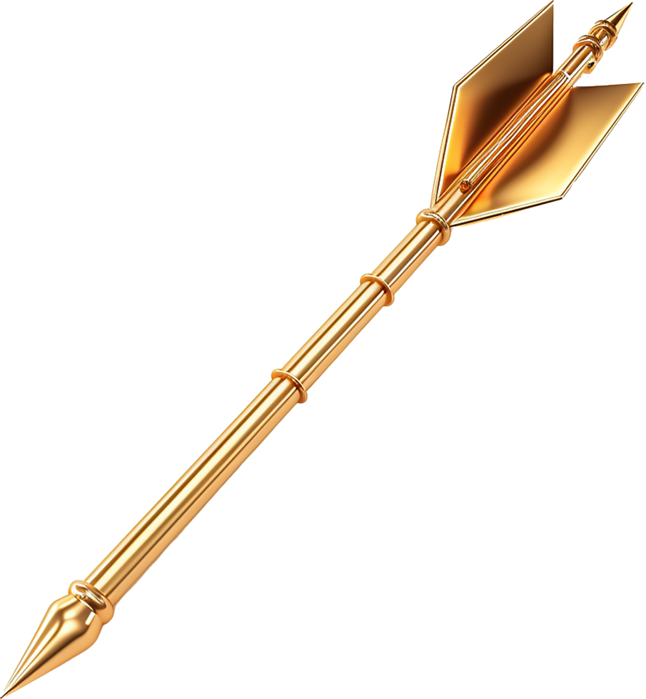 golden arrow on transparent background png