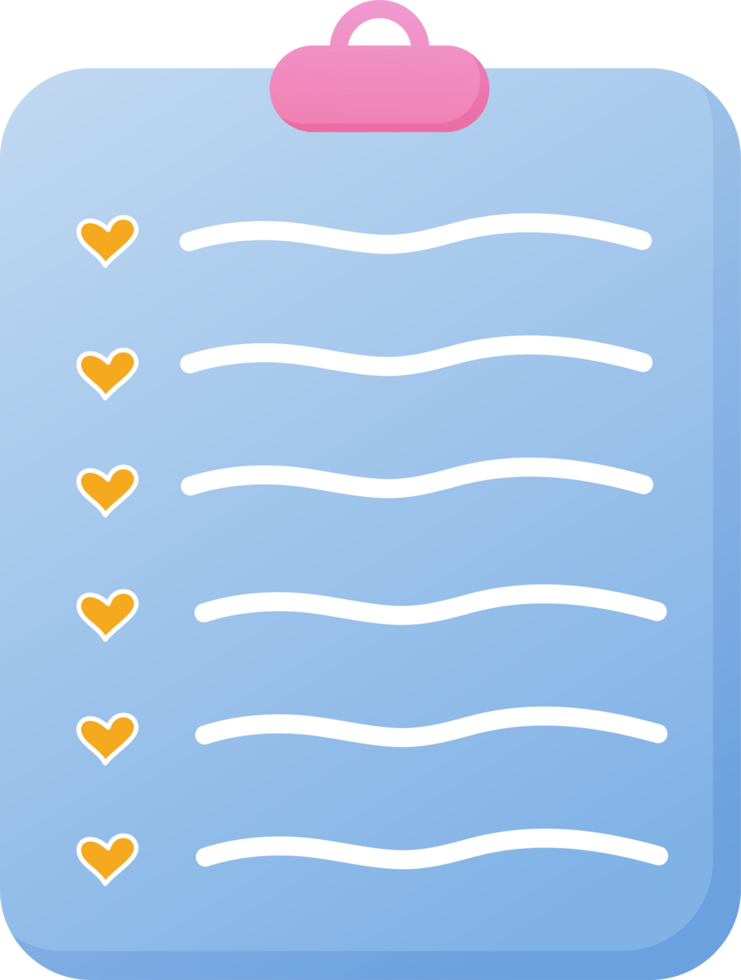 Colorful Checklist with Hearts Illustration png