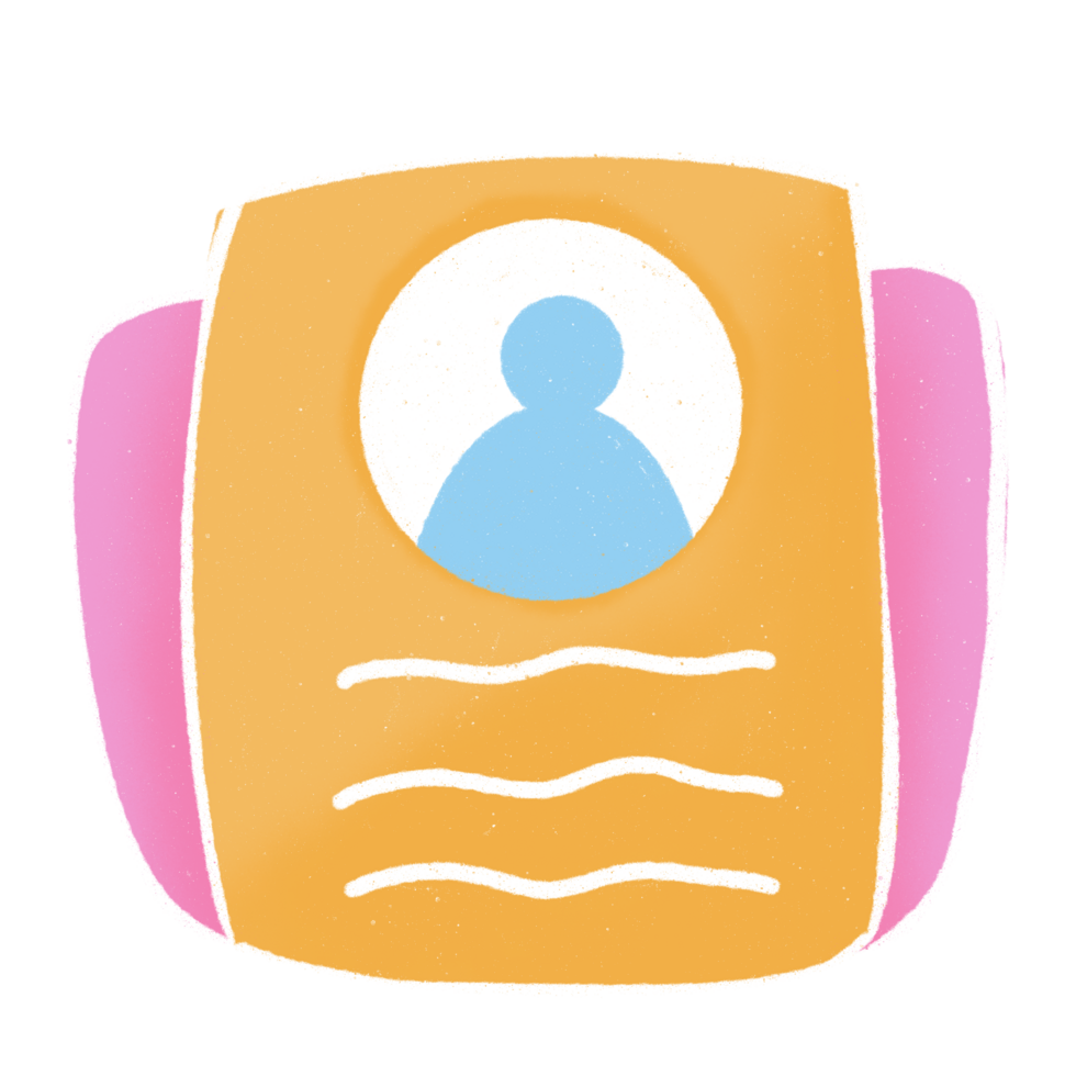 A pink and orange folder with a blue person inside png