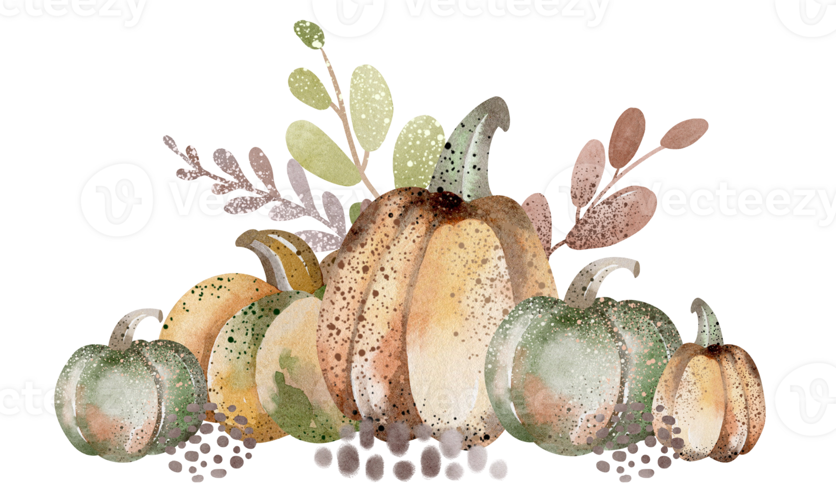Watercolor Pumpkins cartoon illustration. Hand drawn autumn vegetable, fruit for design for Halloween card, menu. Celebration drawing cucurbits for cards for harvest holiday. png