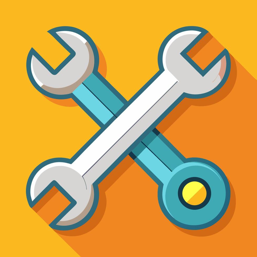 Cross Wrench Icon in Flat Style for Automotive and Repair vector