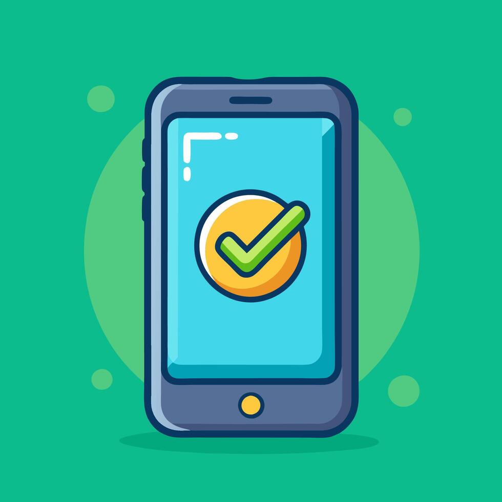 Smartphone and checkmark notice Illustration vector