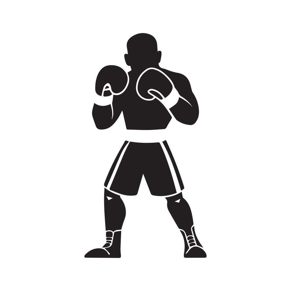 A silhouette of a boxer with boxing gloves vector