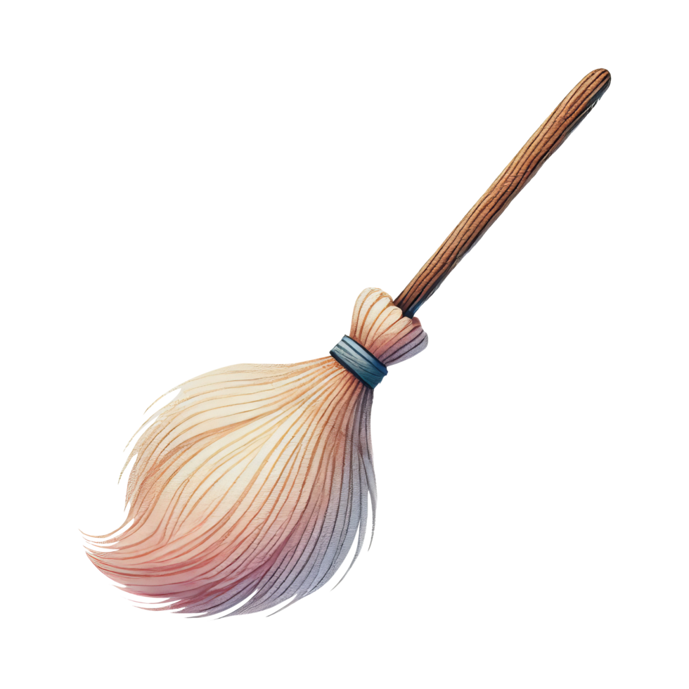 Watercolor Illustration of a Witch's Broom png