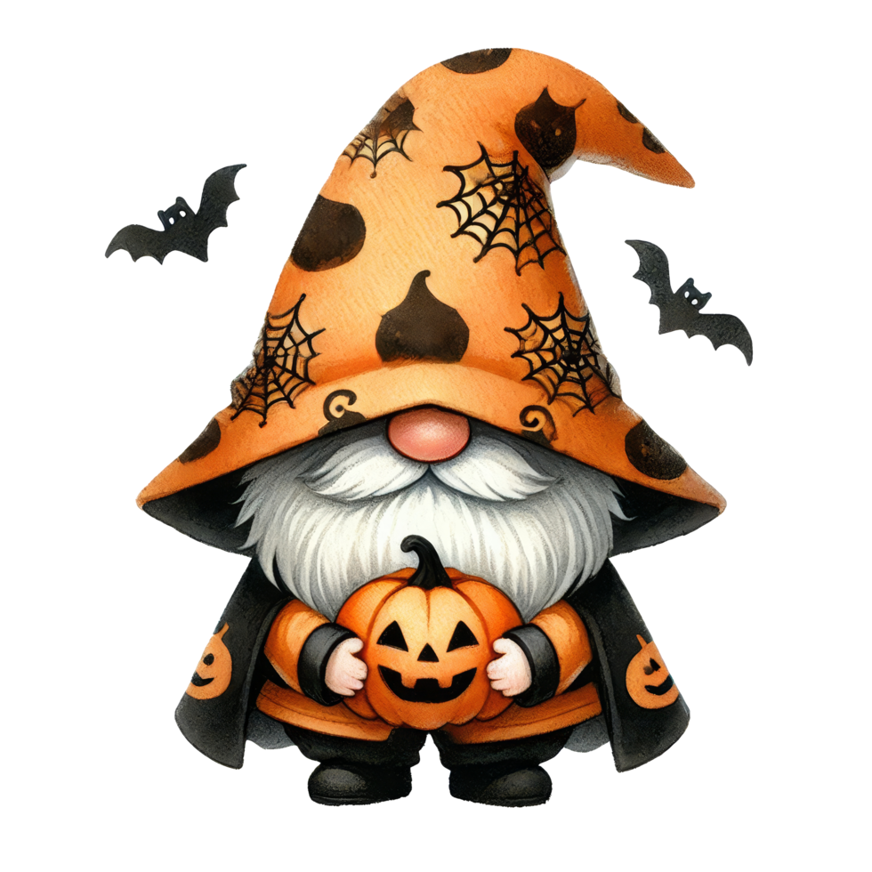 Cute Halloween Gnome with Pumpkin png