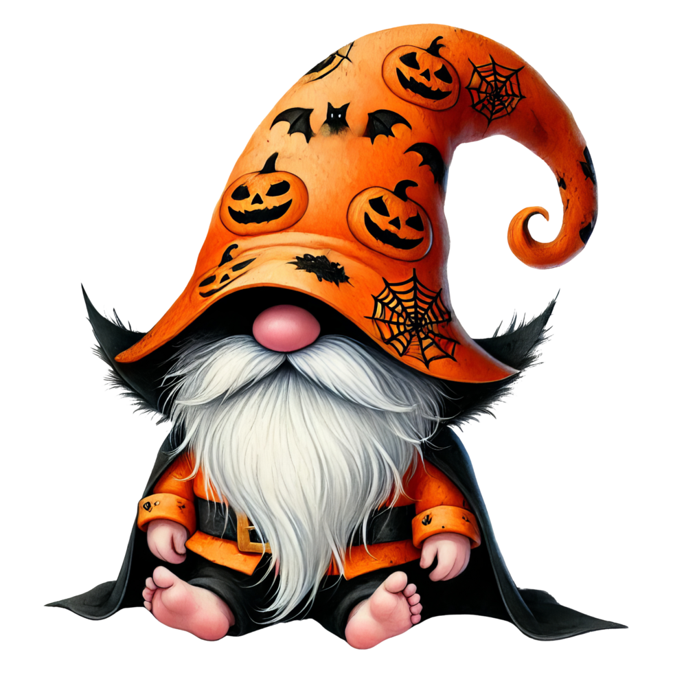 Halloween Gnome with Pumpkin Hat png